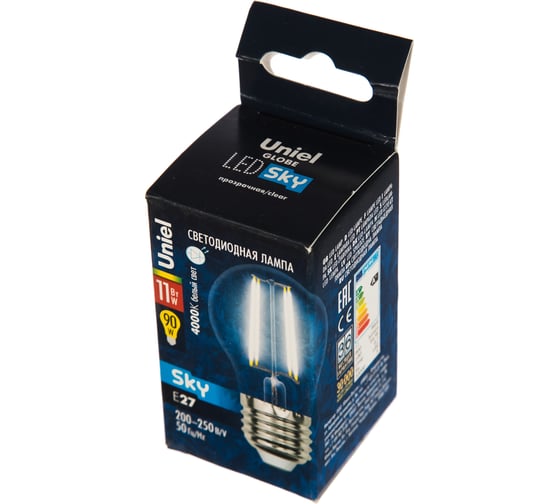 Светодиодная лампа Uniel Форма шар Серия Sky LED-G45-11W/4000K/E27/CL PLS02WH UL-00005179