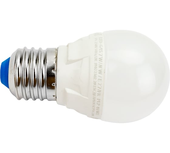 Светодиодная лампа Uniel Форма шар, матовая. Серия ЯРКАЯ LED-G45 7W/NW/E27/FR PLP01WH UL-00002418