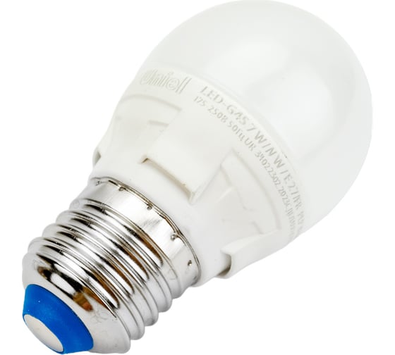 Светодиодная лампа Uniel Форма шар, матовая. Серия ЯРКАЯ LED-G45 7W/NW/E27/FR PLP01WH UL-00002418