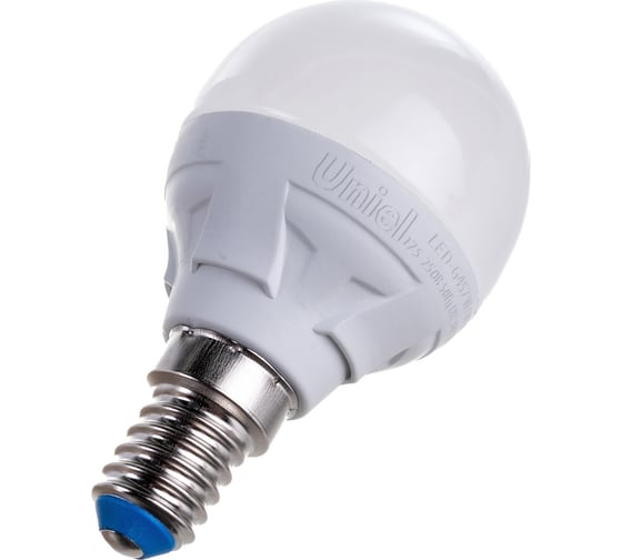 Светодиодная лампа Uniel Форма шар, матовая. Серия ЯРКАЯ LED-G45 7W/WW/E14/FR PLP01WH UL-00002419