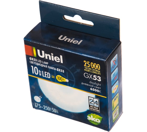Светодиодная лампа Uniel матовая LED-GX53-10W/6500K/GX53/FR PLZ01WH UL-00005313