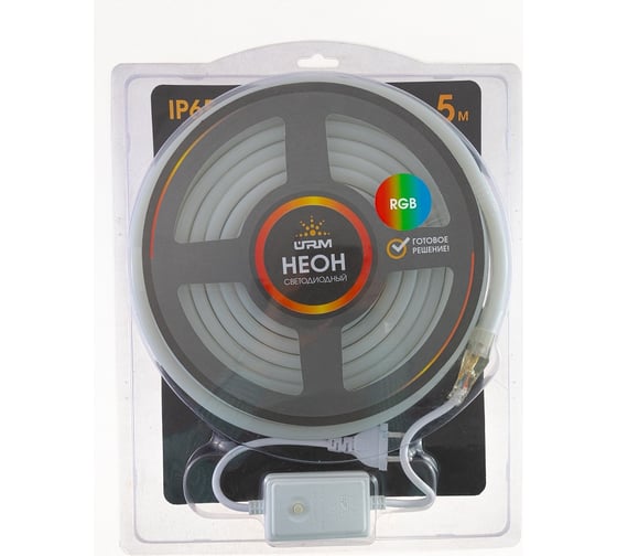 Светодиодный гибкий неон URM 2835-120led, IP65, RGB, 220V, 10W, 5м С26005