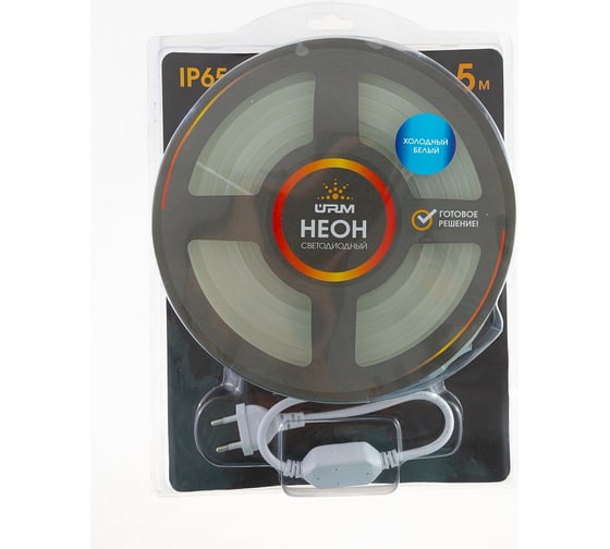 Светодиодный гибкий неон URM 2835-120led, IP65, 6500K, 220V, 10W, 425LM, 5м С26004