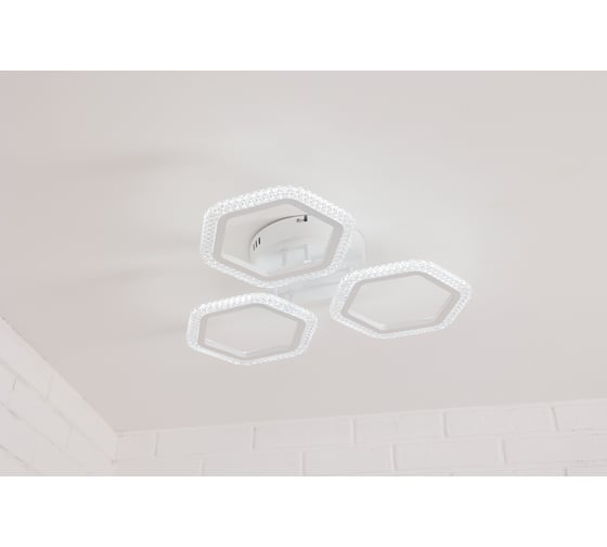 Потолочная светодиодная люстра Schaffner Rostro 2915-3 big, LED, цвет белый. Люстра с пультом управления, мощность 60 Вт. Светильник потолочный. Площадь освещения до 12м2. Rostro 2915-3 Big DA