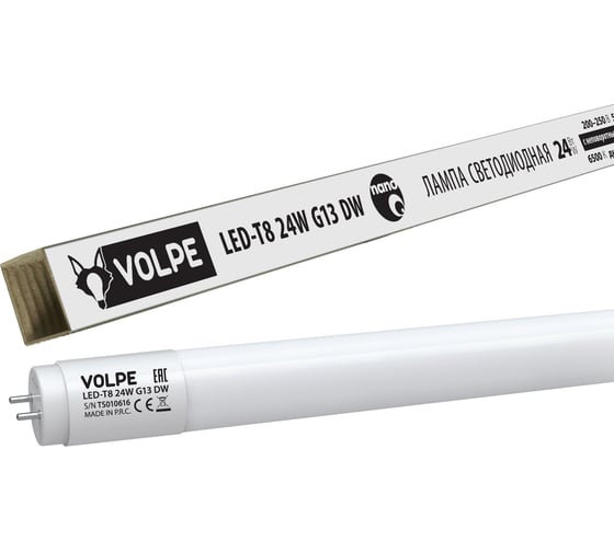 Светодиодная лампа Volpe, матовый рассеиватель LED-T8-24W/DW/G13/FR/FIX/N UL-00001459 1
