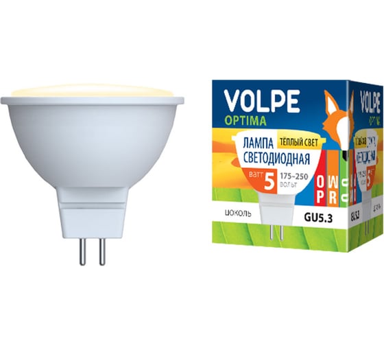 Светодиодная лампа Volpe. Форма JCDR, матовый рассеиватель LED-JCDR-5W/WW/GU5.3/O 9942