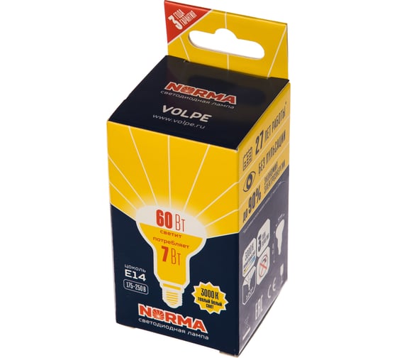 Светодиодная лампа Volpe. Форма Рефлектор, матовая. Серия Norma LED-R50-7W/WW/E14/FR/NR UL-00003845