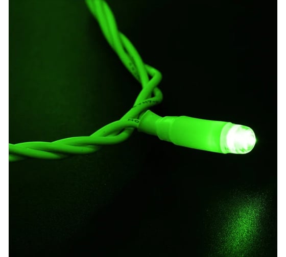 Светодиодная гирлянда NEON-NIGHT Нить 10м 100 LED на белом проводе, зелёный, без комплекта подключения 305-164