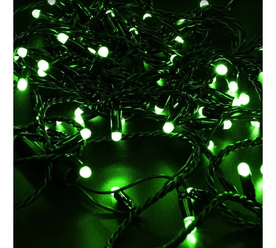 Светодиодная гирлянда NEON-NIGHT Нить 10м 100LED на черном проводе, зелёный, без комплекта подключения 305-174