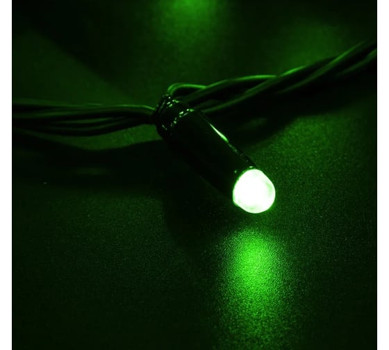 Светодиодная гирлянда NEON-NIGHT Нить 10м 100LED на черном проводе, зелёный, без комплекта подключения 305-174