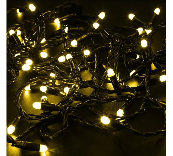Светодиодная гирлянда NEON-NIGHT Нить 10м 100 LED, на черном проводе, жёлтый, без комплекта подключения 305-141 1