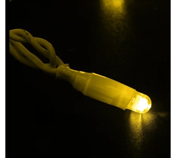 Светодиодная гирлянда NEON-NIGHT Нить 10м 100 LED, на белом проводе, жёлтый, без комплекта подключения 305-131