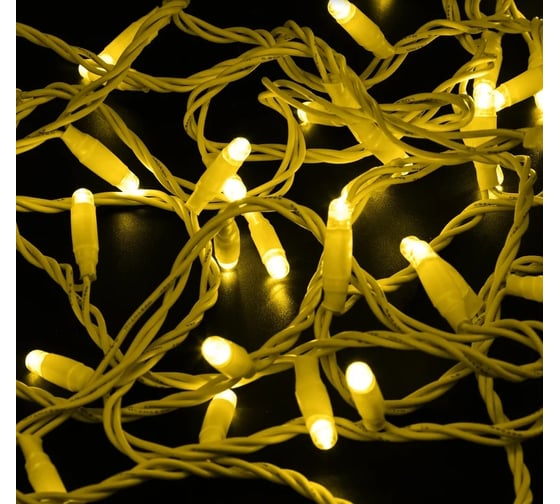 Светодиодная гирлянда NEON-NIGHT Нить 10м 100 LED на белом проводе, жёлтый, без комплекта подключения 305-161