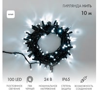 Гирлянда NEON-NIGHT Нить 10м, 100 LED белый, черный ПВХ, IP65, без комплекта подключения 305-145