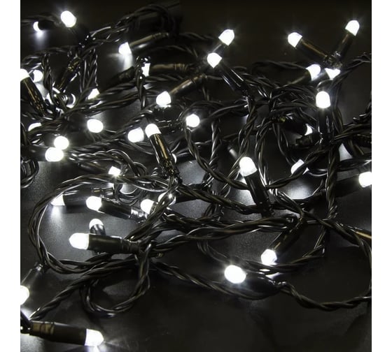 Гирлянда NEON-NIGHT Нить 10м, 100 LED белый, черный ПВХ, IP65, без комплекта подключения 305-145