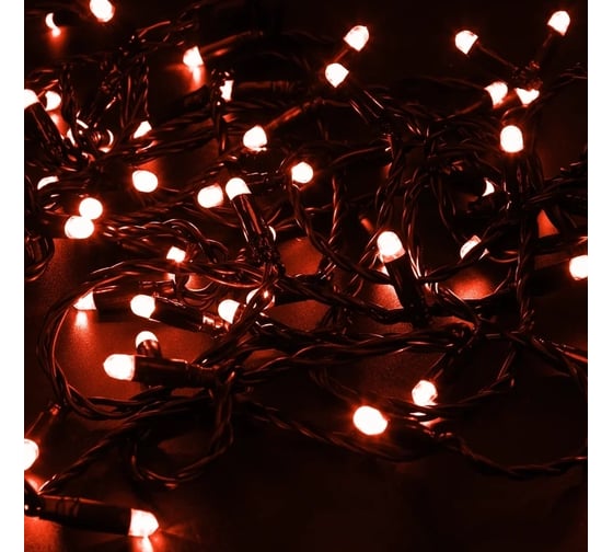 Светодиодная гирлянда NEON-NIGHT Нить 10м 100 LED на черном проводе, красный, без комплекта подключения 305-142