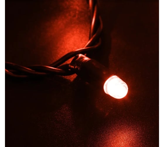 Светодиодная гирлянда NEON-NIGHT Нить 10м 100 LED на черном проводе, красный, без комплекта подключения 305-142