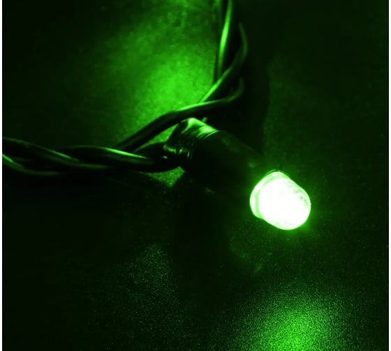Светодиодная гирлянда NEON-NIGHT Нить 10м 100 LED, на черном проводе, зелёный, без комплекта подключения 305-144