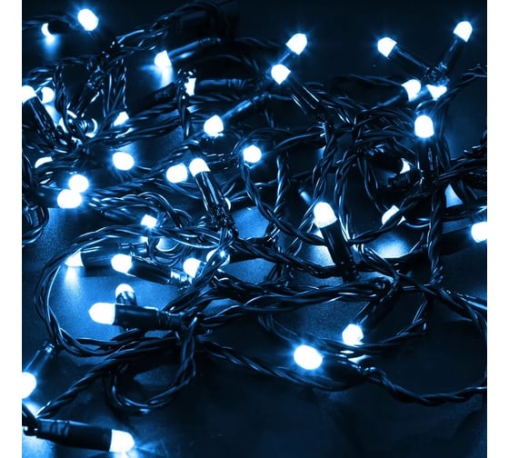 Гирлянда Neon-Night Нить, 10м, 100 LED синий, черный ПВХ, IP65, с эффектом мерцания, без комплекта подключения 305-273 1