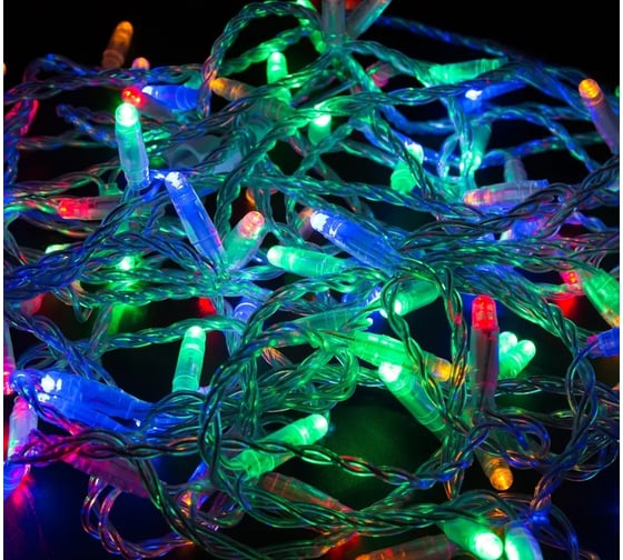 Светодиодная гирлянда NEON-NIGHT Нить 10м 100 LED, мультиколор, без комплекта подключения 305-159 1