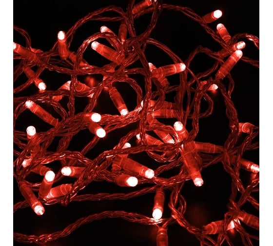 Гирлянда NEON-NIGHT Нить 10м 100 LED красный, прозрачный ПВХ, IP65, без комплекта подключения 305-182