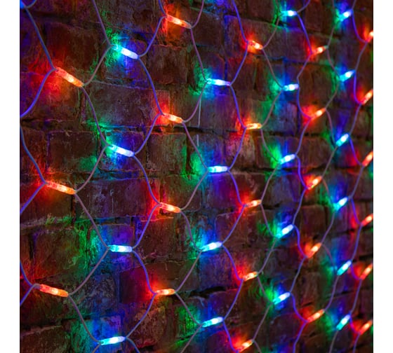 Светодиодная гирлянда NEON-NIGHT Сеть 2x3м 432 LED, на белом каучуковом проводе, мультиколор 217-149
