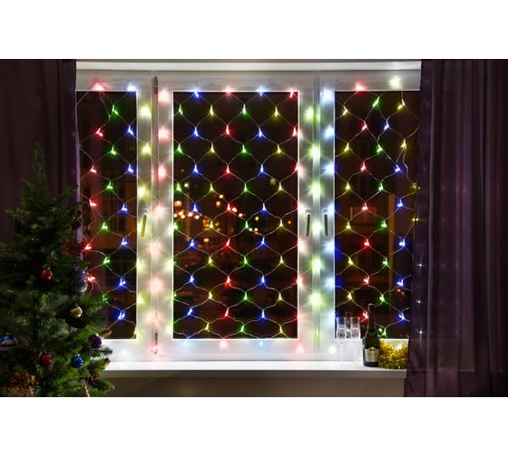 Светодиодная гирлянда NEON-NIGHT Сеть 2x3м 432 LED на черном каучуковом проводе мультиколор 217-129