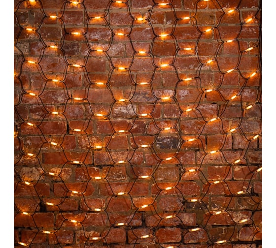 Светодиодная гирлянда NEON-NIGHT Сеть 2x1.5м 288 LED на черн каучуковом проводе тёплый-белый 217-116 1