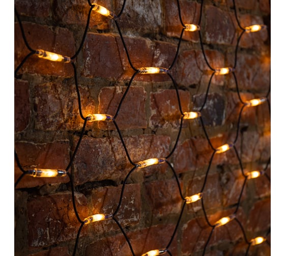 Светодиодная гирлянда NEON-NIGHT Сеть 2x1.5м 288 LED на черн каучуковом проводе тёплый-белый 217-116