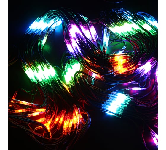 Светодиодная гирлянда NEON-NIGHT Сеть 2x4м 560 LED на черном каучуковом проводе мультиколор 217-139