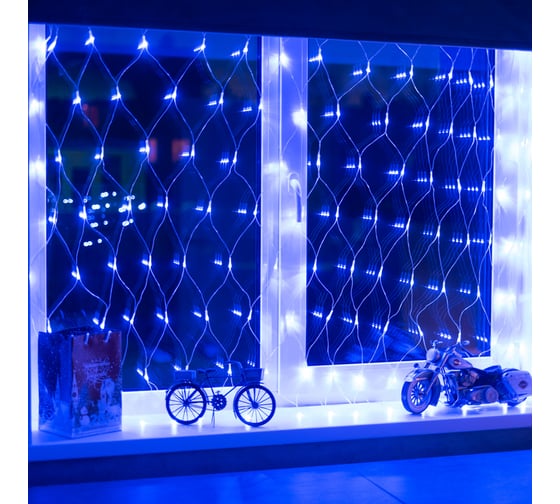 Гирлянда Сеть Neon-Night 1,5х1,5м, прозрачный ПВХ, 150 LED синий, 8 режимов 215-123