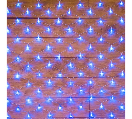 Светодиодная гирлянда NEON-NIGHT Сеть 8 режимов 1.8х1.5м 180 LED на прозрачном проводе синий 215-133