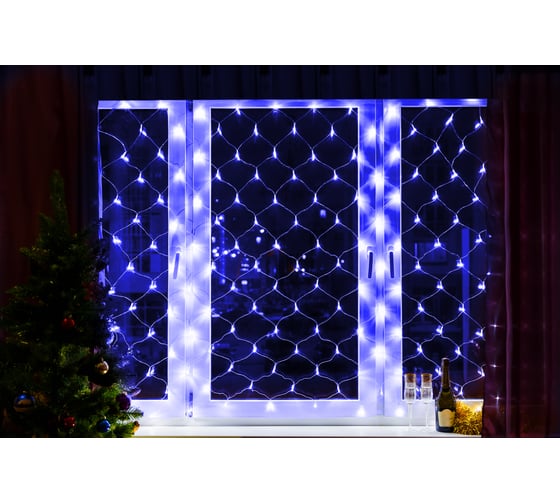 Светодиодная гирлянда NEON-NIGHT Сеть 2x4м 560 LED на черн каучуковом проводе белый и синий 217-133 1