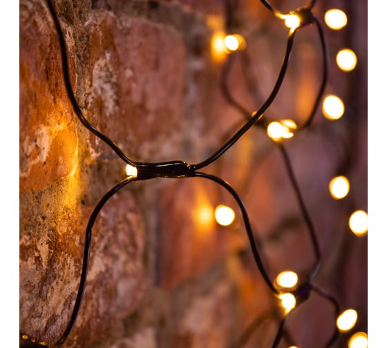 Светодиодная гирлянда NEON-NIGHT Сеть 8 реж 1х1.5м 160 LED на черном проводе тёплый-белый 215-116