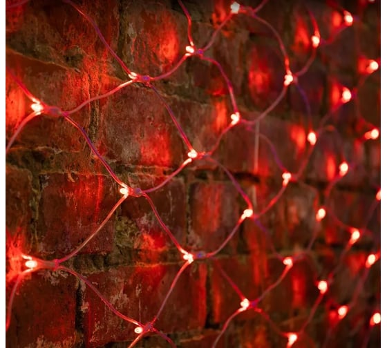 Светодиодная гирлянда Сеть NEON-NIGHT 8 режимов 2х1.5м 288 LED на прозрачном проводе красный 215-042