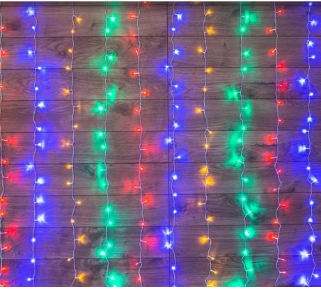 Светодиодная гирлянда NEON-NIGHT Дождь 8 режимов 2х3м 240 LED прозрачный провод мультиколор 235-069