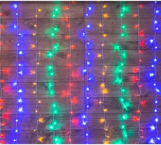 Светодиодная гирлянда NEON-NIGHT Дождь 8 режимов 2х3м 240 LED прозрачный провод мультиколор 235-069