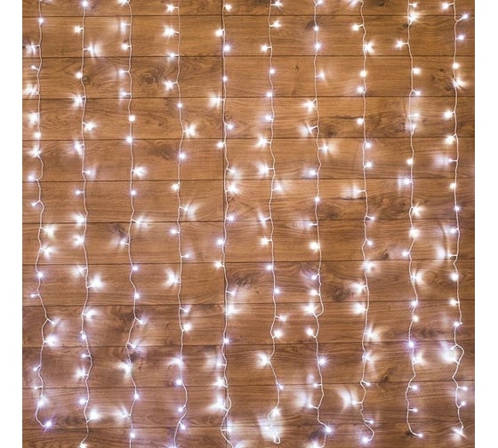 Светодиодная гирлянда NEON-NIGHT Дождь 8 режимов 2х3м 240 LED, прозрачный провод, белый 235-065 1