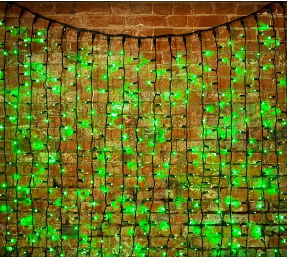 Светодиодная гирлянда NEON-NIGHT Дождь постоянное свечение 2х3м 760 LED  зелёный 237-144