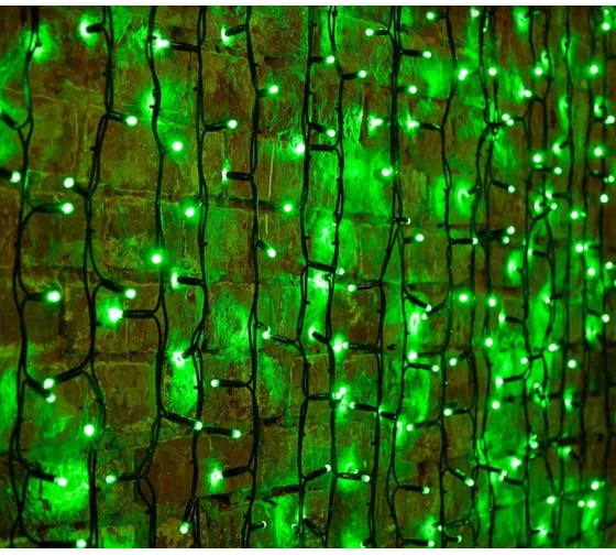Светодиодная гирлянда NEON-NIGHT Дождь постоянное свечение 2х3м 760 LED  зелёный 237-144