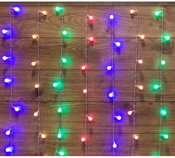 Светодиодная гирлянда NEON-NIGHT Дождь с насадками 8 режимов 1.5х1.5 м 144LED мультиколор 235-049 1