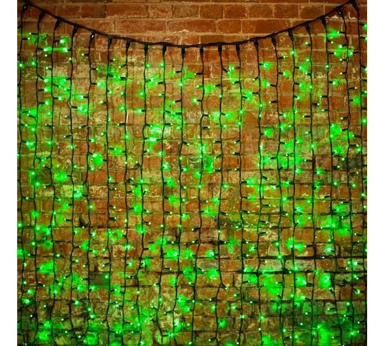 Светодиодная гирлянда NEON-NIGHT Дождь постоянное свечение 2х1.5м 360 LED зелёный 237-124 1
