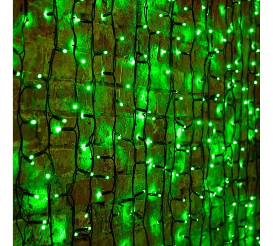 Светодиодная гирлянда NEON-NIGHT Дождь постоянное свечение 2х1.5м 360 LED зелёный 237-124