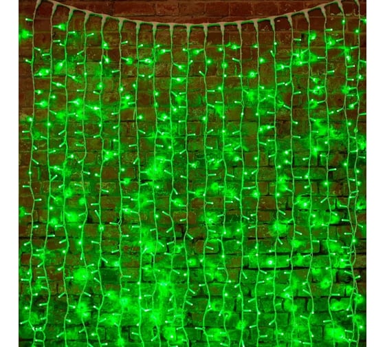 Светодиодная гирлянда NEON-NIGHT Дождь постоянное свечение 2х3м 760 LED зелёный 237-134