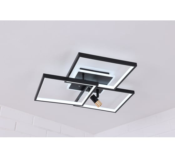 Потолочная светодиодная люстра Schaffner Controllo 2740-3, цвет черный/золото. Люстра с пультом управления, освещение до 13 кв.м, мощность 155 Вт Controllo 2740-3 BK+FGD