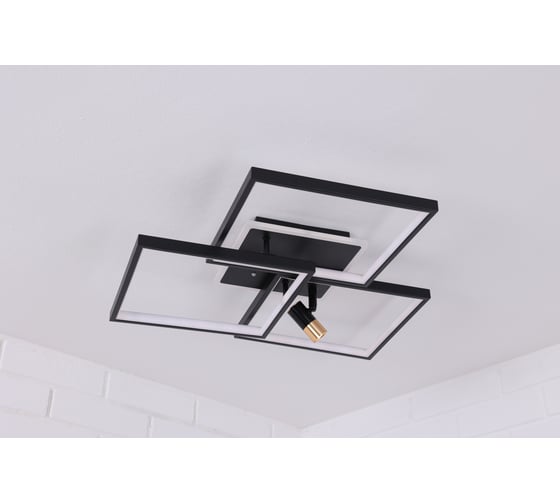 Потолочная светодиодная люстра Schaffner Controllo 2740-3, цвет черный/золото. Люстра с пультом управления, освещение до 13 кв.м, мощность 155 Вт Controllo 2740-3 BK+FGD
