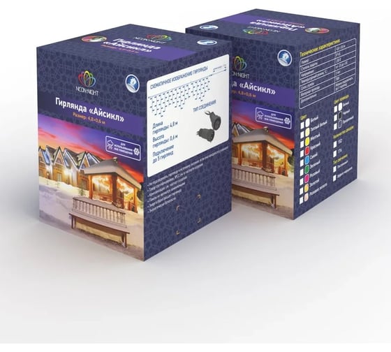 Светодиодная гирлянда NEON-NIGHT Бахрома постоянное свечение 2.4х0.6м 88 LED белый 255-039