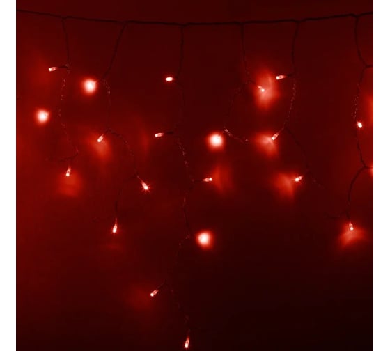 Светодиодная гирлянда NEON-NIGHT Бахрома постоянное свечение 2.4х0.6м 88 LED красный 255-052 1