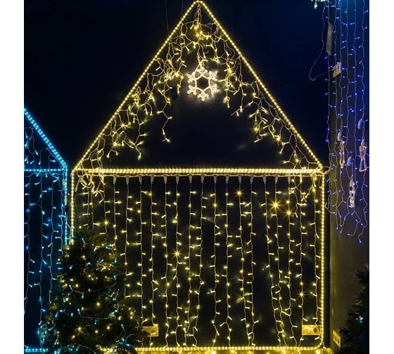 Светодиодная гирлянда NEON-NIGHT Бахрома постоянное свечение 4.8х0.6м 176 LED золотой 255-147