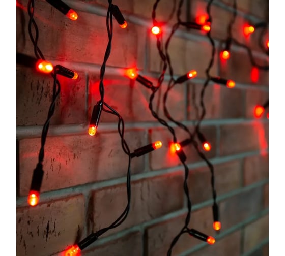 Светодиодная гирлянда NEON-NIGHT Бахрома постоянное свечение 4.8х0.6м 176LED красный 255-132 1